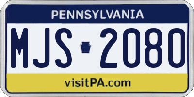 PA license plate MJS2080