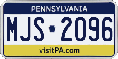 PA license plate MJS2096
