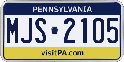 PA license plate MJS2105