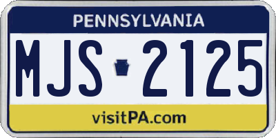 PA license plate MJS2125