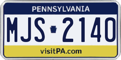 PA license plate MJS2140