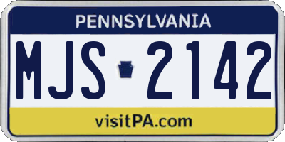 PA license plate MJS2142