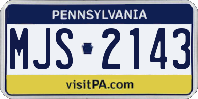 PA license plate MJS2143