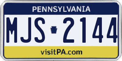 PA license plate MJS2144