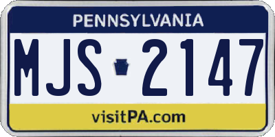 PA license plate MJS2147