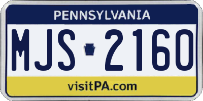 PA license plate MJS2160