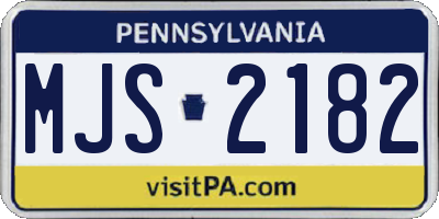 PA license plate MJS2182