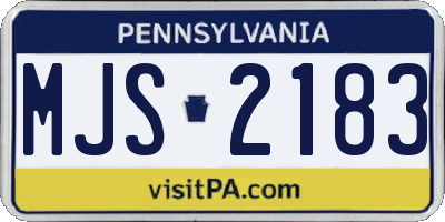 PA license plate MJS2183