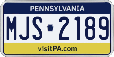 PA license plate MJS2189