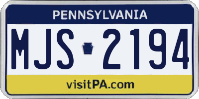 PA license plate MJS2194