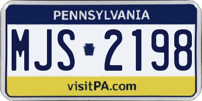 PA license plate MJS2198