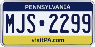 PA license plate MJS2299