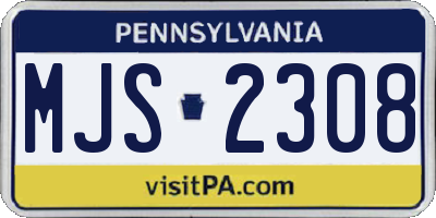 PA license plate MJS2308