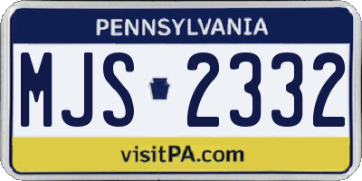 PA license plate MJS2332