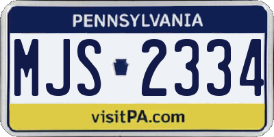 PA license plate MJS2334