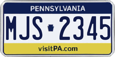 PA license plate MJS2345