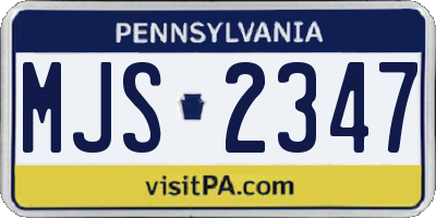PA license plate MJS2347