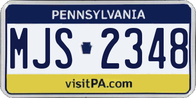 PA license plate MJS2348