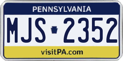 PA license plate MJS2352