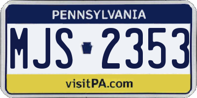 PA license plate MJS2353