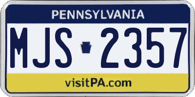 PA license plate MJS2357