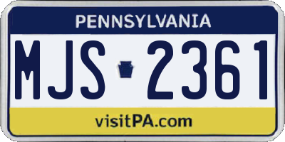 PA license plate MJS2361