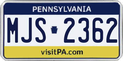 PA license plate MJS2362