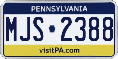 PA license plate MJS2388