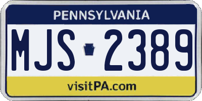 PA license plate MJS2389