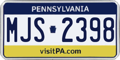 PA license plate MJS2398