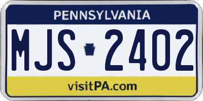 PA license plate MJS2402