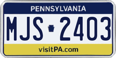 PA license plate MJS2403
