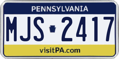 PA license plate MJS2417