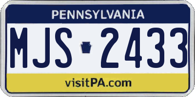 PA license plate MJS2433