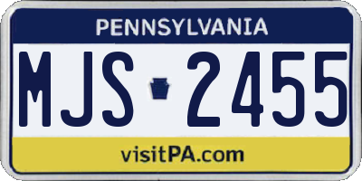 PA license plate MJS2455