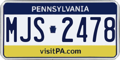 PA license plate MJS2478