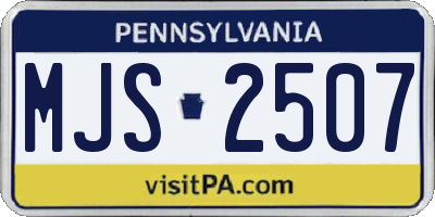 PA license plate MJS2507