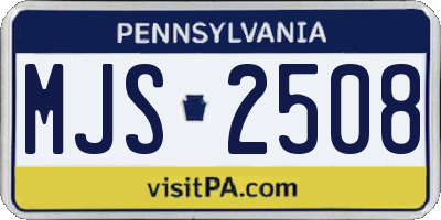 PA license plate MJS2508