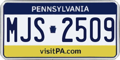 PA license plate MJS2509