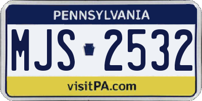 PA license plate MJS2532
