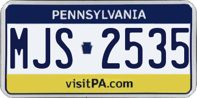 PA license plate MJS2535