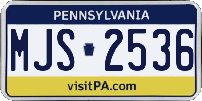 PA license plate MJS2536