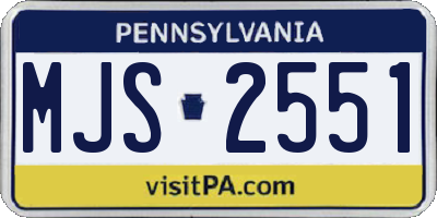 PA license plate MJS2551