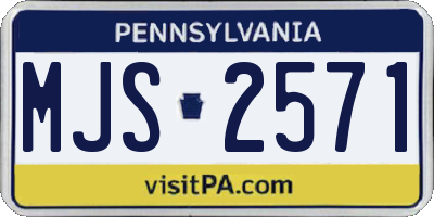 PA license plate MJS2571