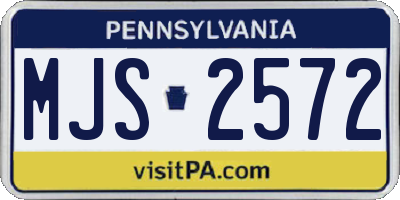 PA license plate MJS2572