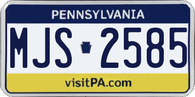 PA license plate MJS2585