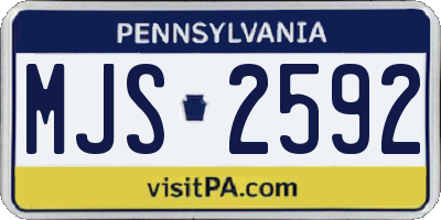 PA license plate MJS2592