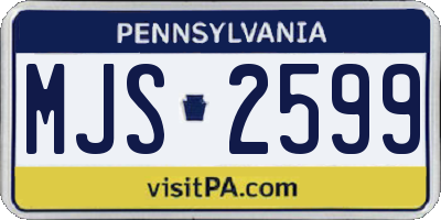 PA license plate MJS2599