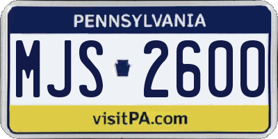 PA license plate MJS2600