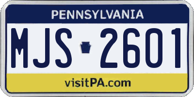 PA license plate MJS2601